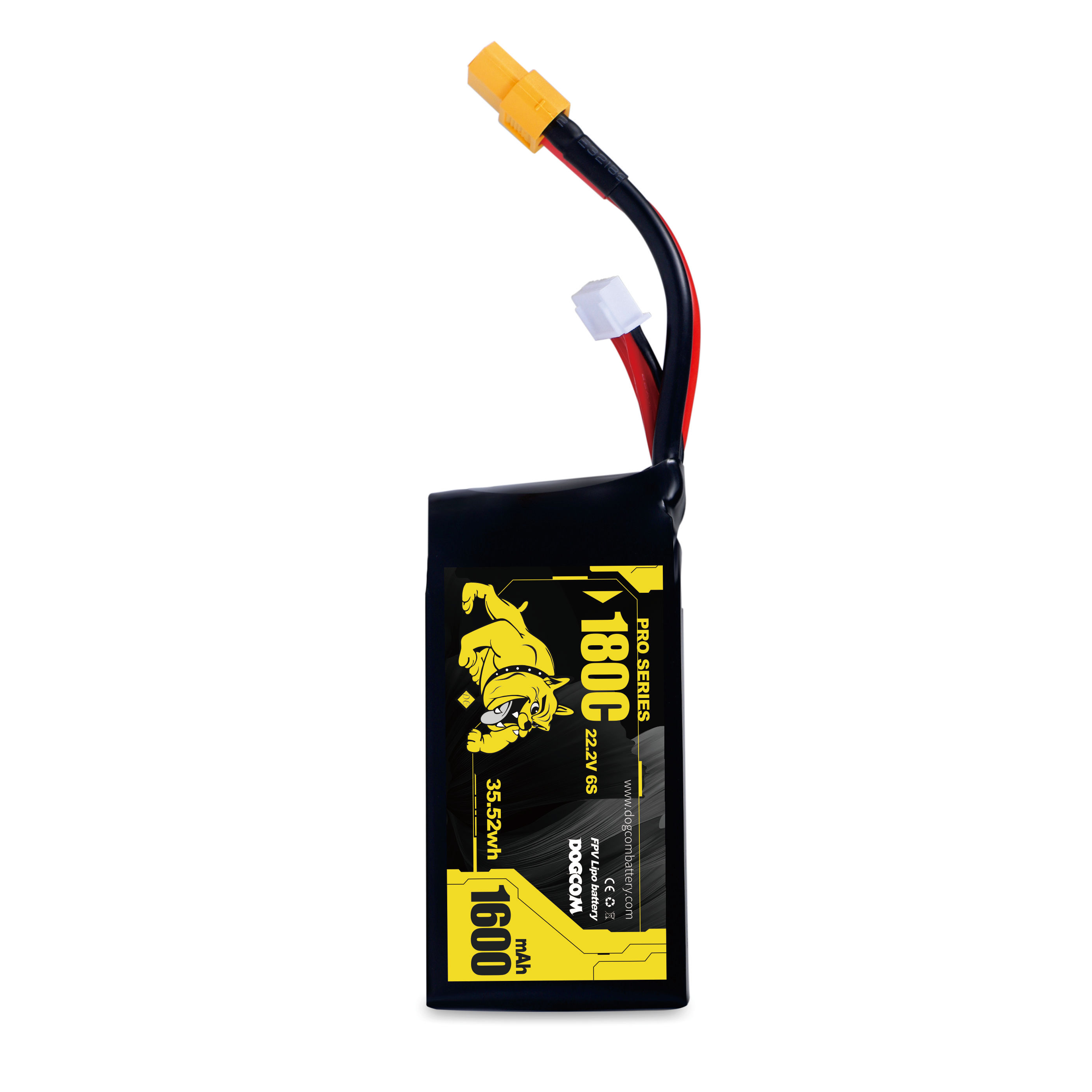 DOGCOM 1600mAh 180C 6S 22.2V Extremely High Discharge FPV Racing Lipo Battery