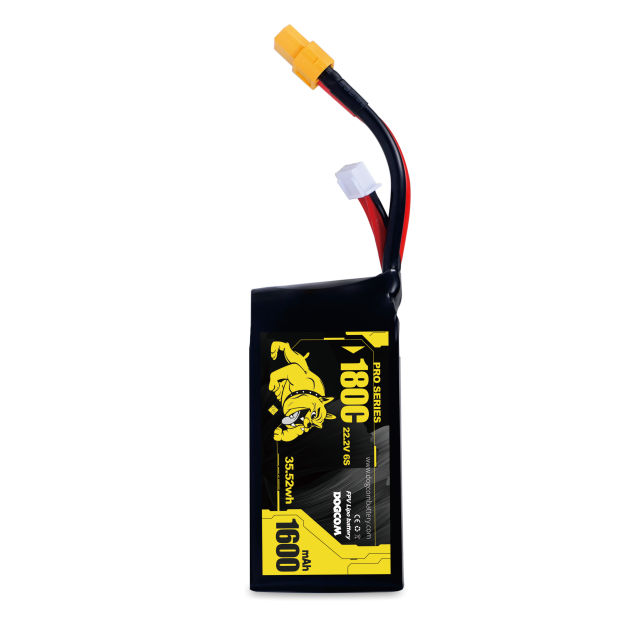 DOGCOM 1600mAh 180C 6S 22.2V Extremely High Discharge FPV Racing Lipo Battery