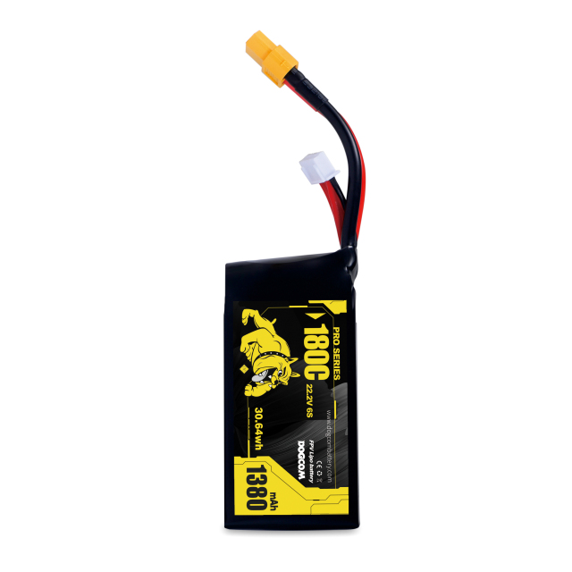 DOGCOM 1380mAh 180C 6S 22.2V Extremely High Discharge FPV Racing Lipo Battery