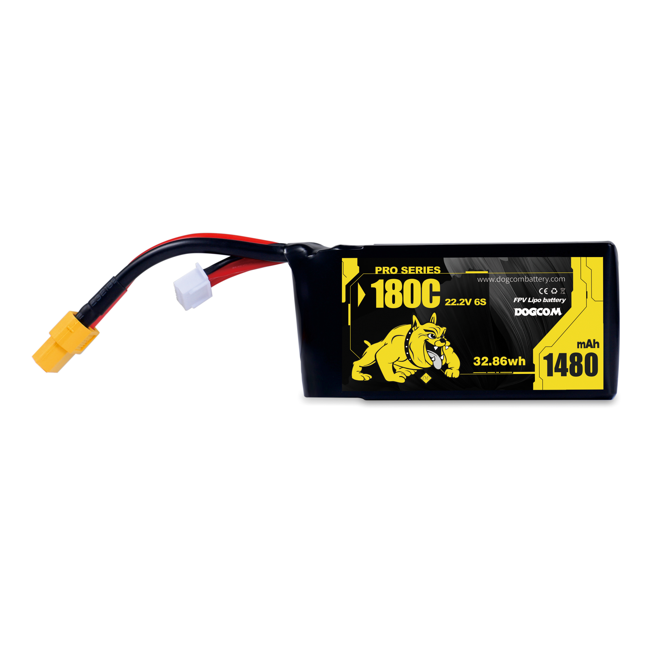 DOGCOM 1480mAh 180C 6S 22.2V Extremely High Discharge FPV Racing Lipo Battery