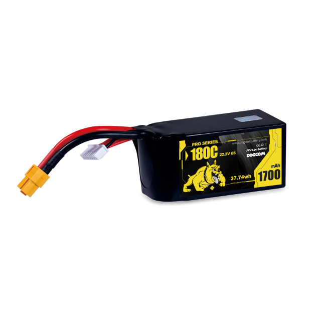 DOGCOM 1700mAh 180C 6S 22.2V Extremely High Discharge FPV Racing Lipo Battery