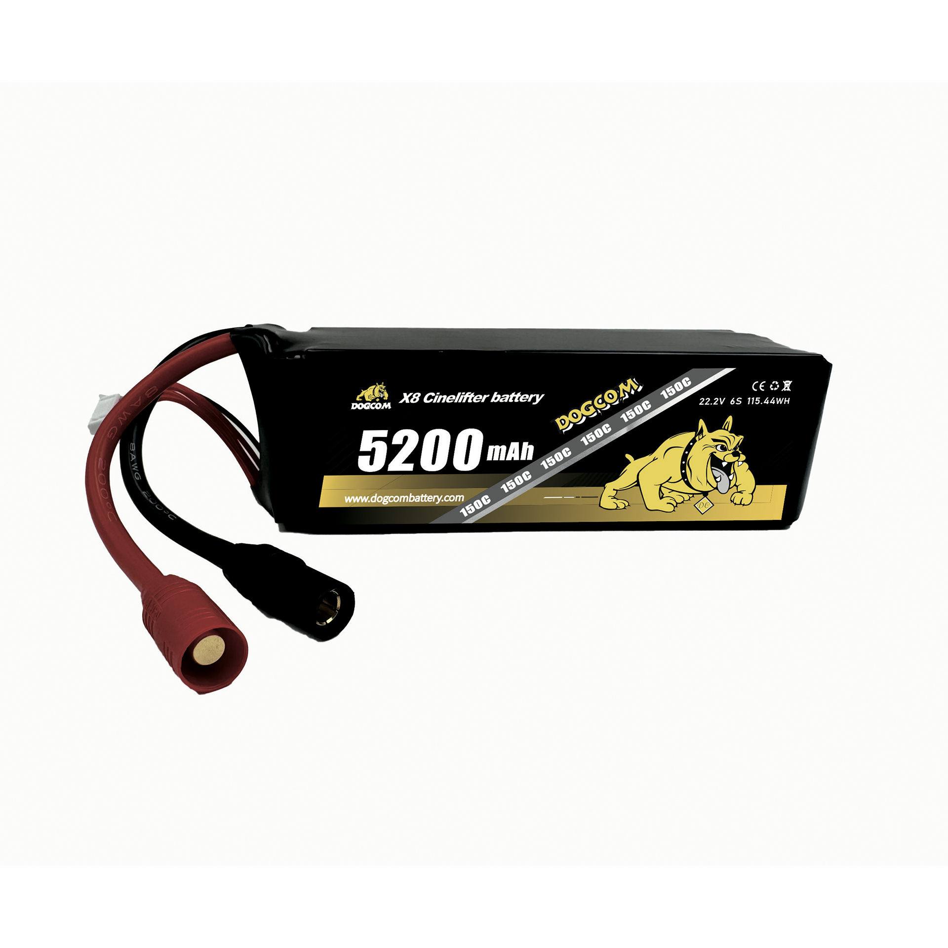 DOGCOM 5200mAh 150C 22.2V 6S 120C CineLifter LiPo Battery with XT90 plug