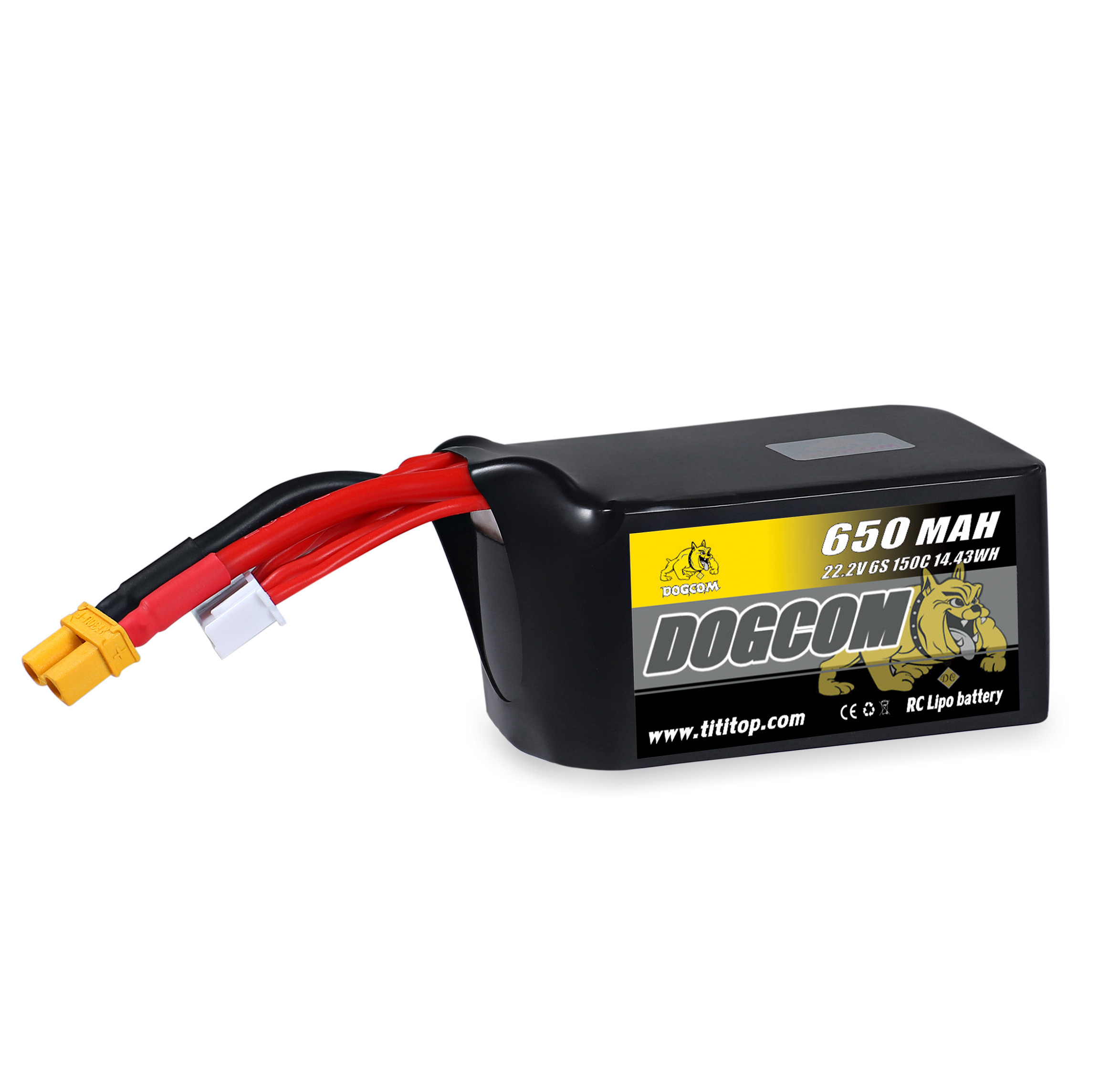 DOGCOM 650mAh 150C 22.2V 6S Lipo battery