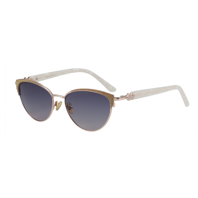 Metal Acetate Cat Eye Sunglasses for Women Polarized Sunglasses UV400 Protection Mirror Driving Shades Female Eyewear