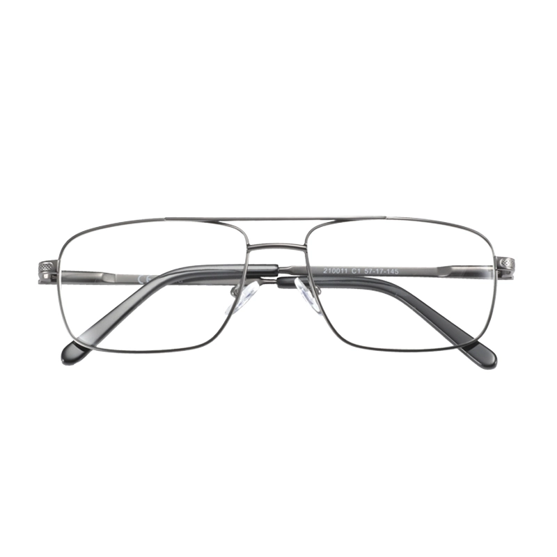 Double Bar Special Flex Hinge Style Squared Resin Lenses Metal Male Optical Frame Men