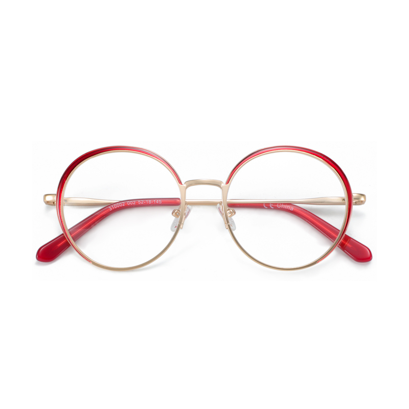 Vintage Round Acetate Metal Glasses Frames Women Designer Clear Lens Glasses Optical Myopic Prescription Eyeglasses