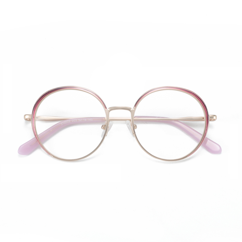 Vintage Round Acetate Metal Glasses Frames Women Designer Clear Lens Glasses Optical Myopic Prescription Eyeglasses
