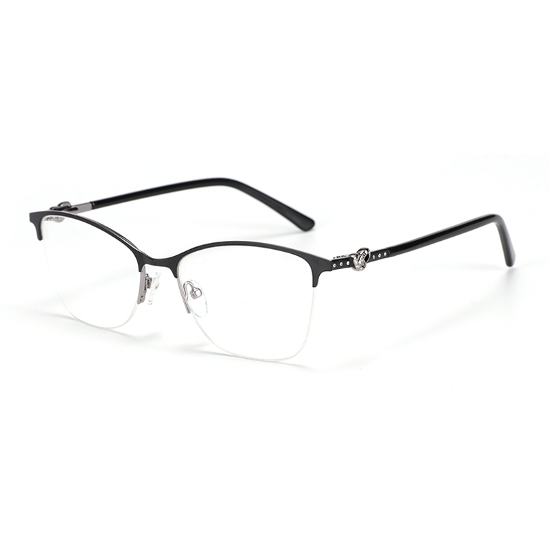 Alloy Metal Half frame Glasses Frames Semi-Rimless Spectacle Eyeglasses Frame for Women Prescription Optical Eyewear