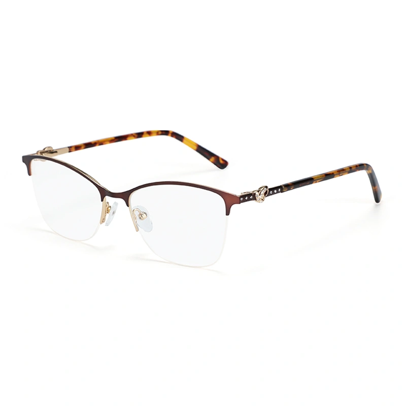 Alloy Metal Half frame Glasses Frames Semi-Rimless Spectacle Eyeglasses Frame for Women Prescription Optical Eyewear
