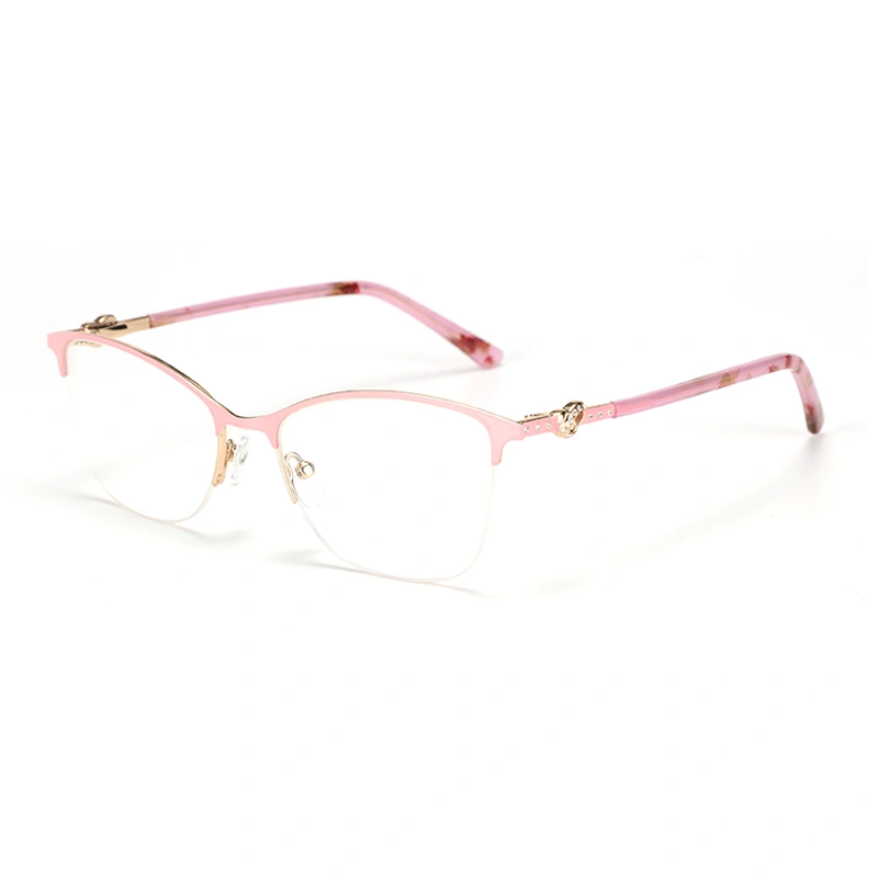 Alloy Metal Half frame Glasses Frames Semi-Rimless Spectacle Eyeglasses Frame for Women Prescription Optical Eyewear
