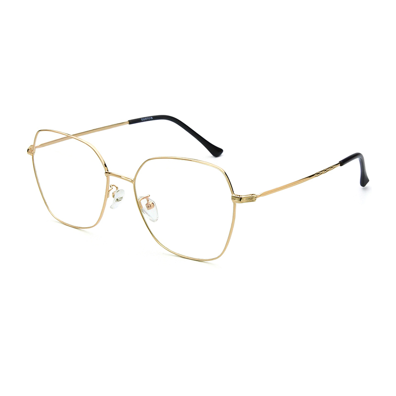 Anti Blue Light Computer Glasses Frames Women Retro Metal Oversized Frame Clear Lens Eyeglasses Optical Spectacles