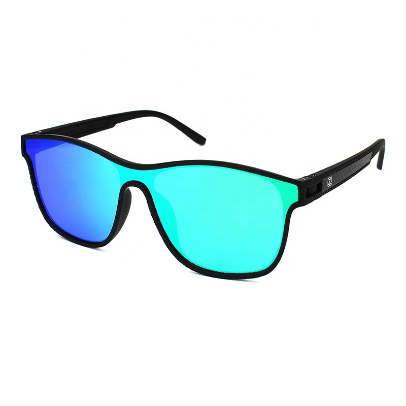 Frame Sun Glasses Green Reflective One Piece Mirrored Sunglasses Womens Polarized Shades Men HD Colored Sunglasses