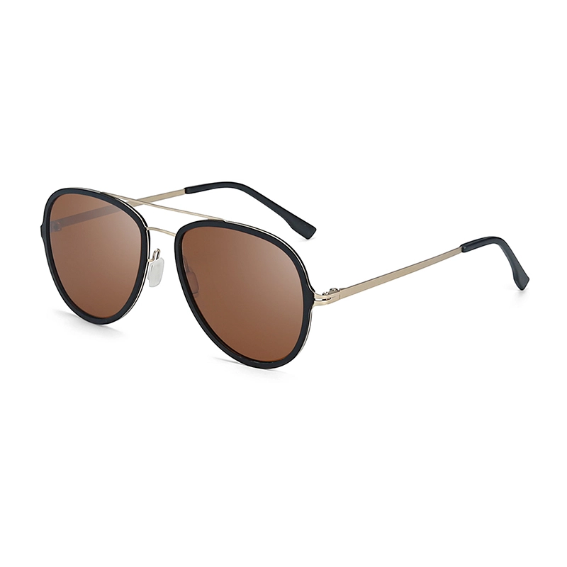 Classic Pilot Polarized Sunglasses Women's Men's Small Retro Double Bridge Light Metal Frame Gafas De Sol Masculino