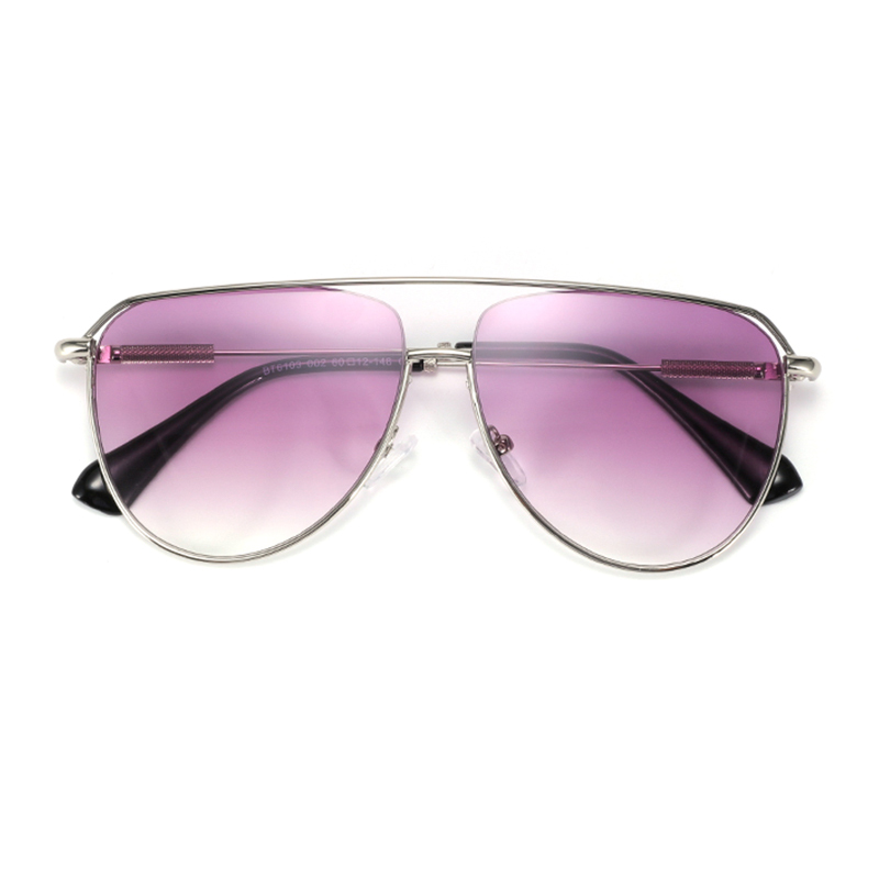 Women Pilot Polarized UV400 Sunglasses Progressive Purple Lens Vintage Metal Frame Oversize Outdoor Driving Sun Glasses