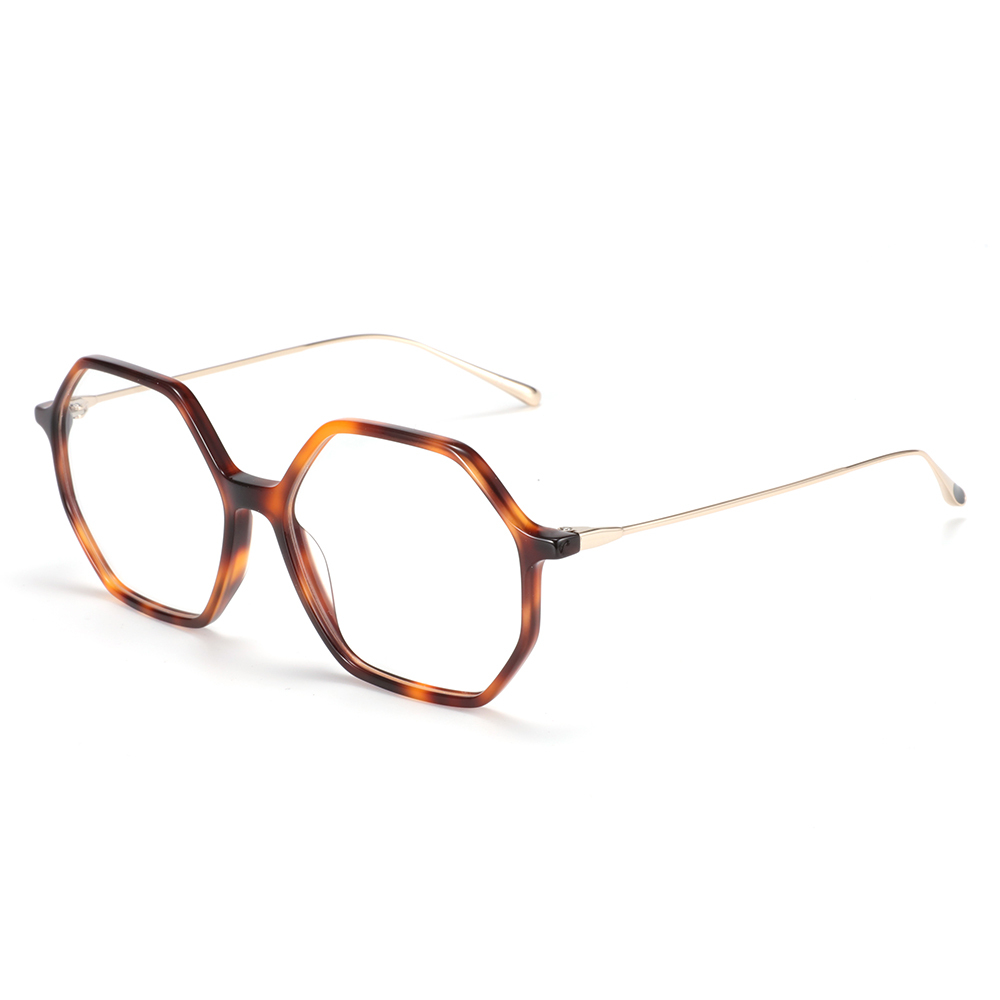 Hexagon Eyeglasses Frame Women Fashion Designer Print Clear Glasses Optical Myoia Hyperopia Glasses Frame Women Eyewear