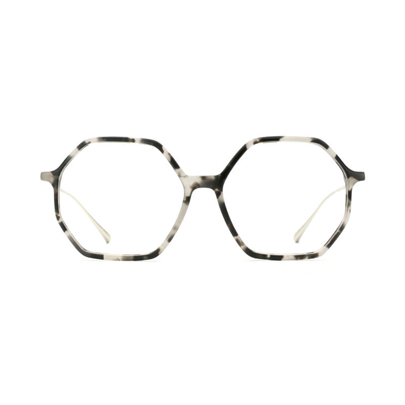 Hexagon Eyeglasses Frame Women Fashion Designer Print Clear Glasses Optical Myoia Hyperopia Glasses Frame Women Eyewear