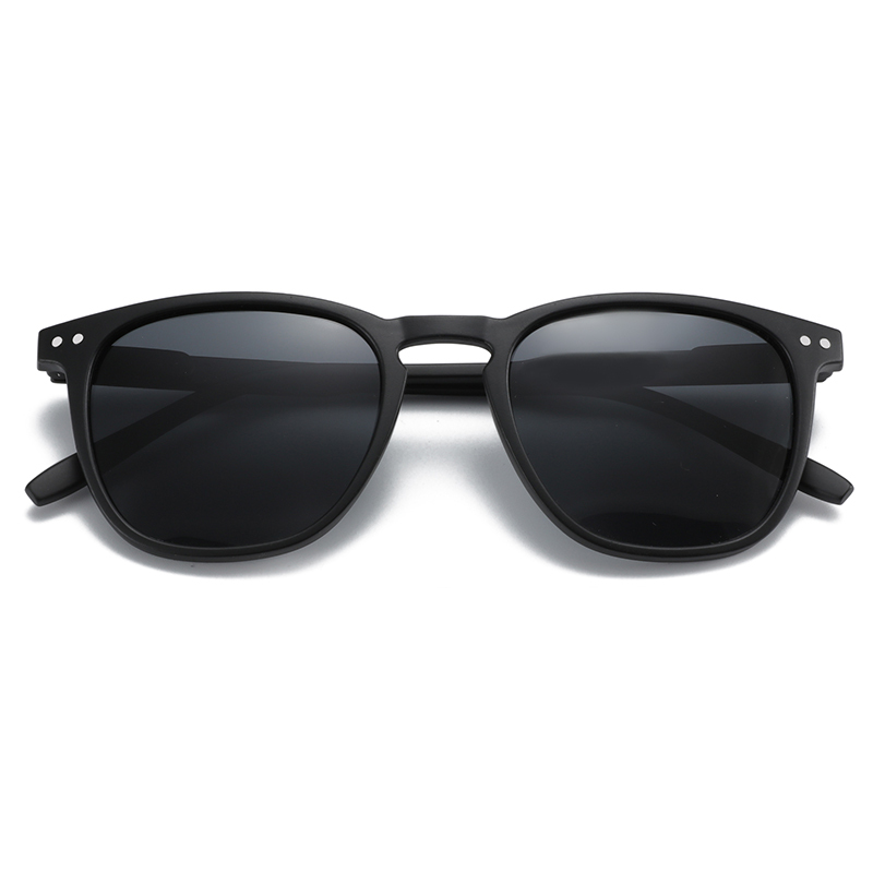 Retro and squared eye shape style with rivet PC UV400 resin lenses unisex sunglasses polarized eye glasses