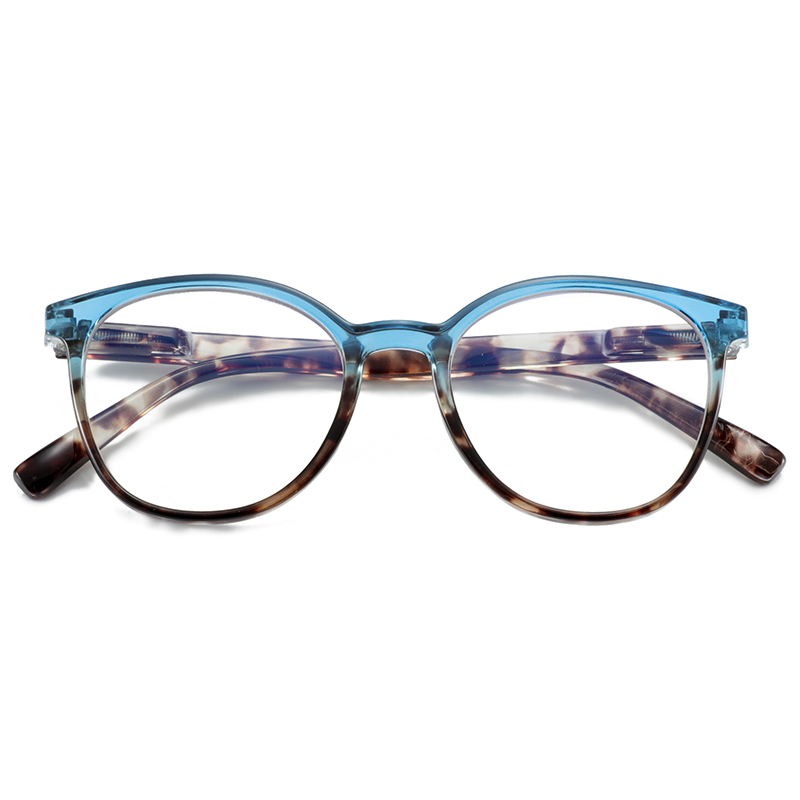 Round shape two tone colourful style PC lenses PC blue block optical lenses unisex optical frame eyeglasses