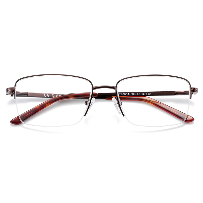 Quadrated and half rim style resin lenses men metal optical frames eyeglasses