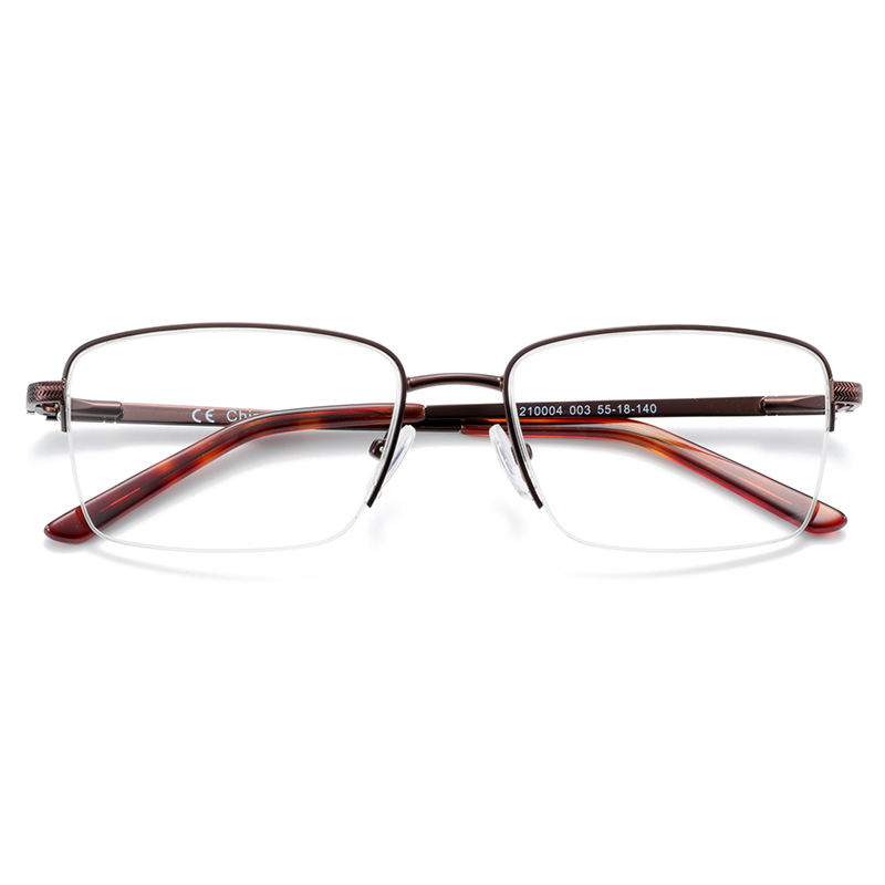 Quadrated and half rim style resin lenses men metal optical frames eyeglasses