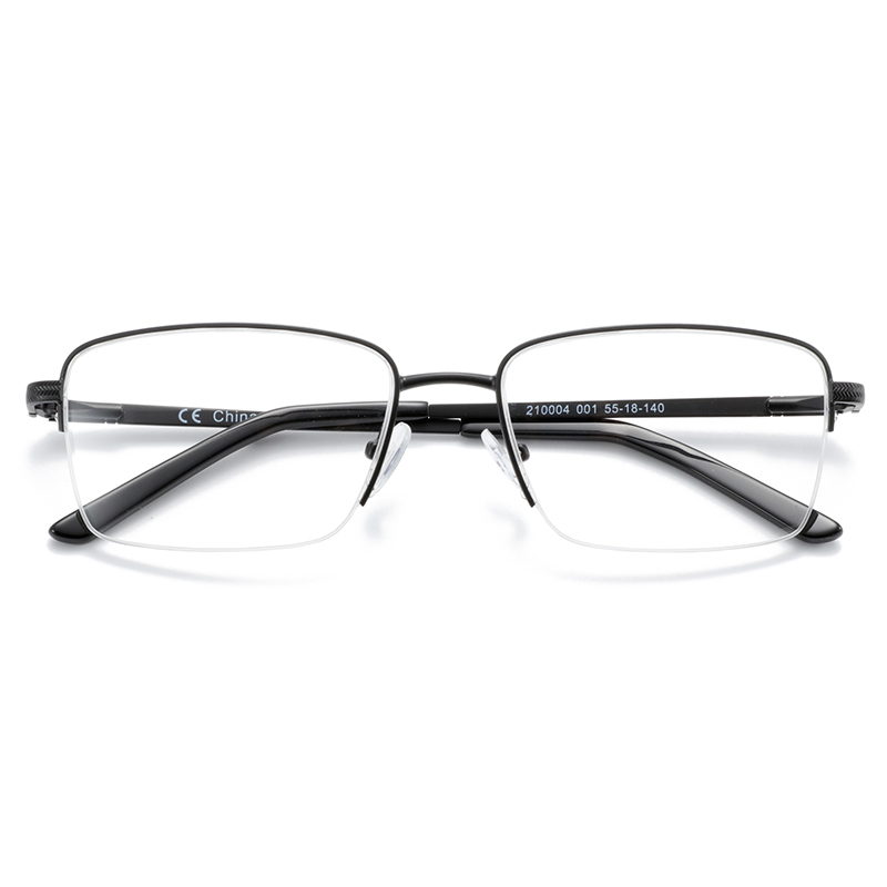 Quadrated and half rim style resin lenses men metal optical frames eyeglasses