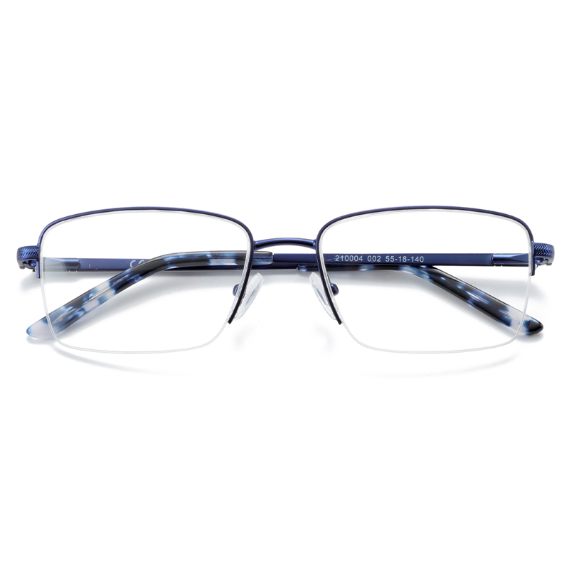 Quadrated and half rim style resin lenses men metal optical frames eyeglasses