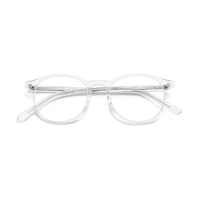 Best quality round acetate crystal transparent optical glasses frame for prescription glasses