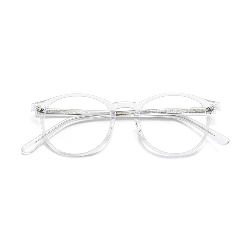 Best quality round acetate crystal transparent optical glasses frame for prescription glasses
