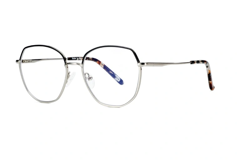 Geometric fashion style blue light proof metal glasses for women