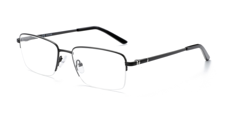 Quadrated and half rim style resin lenses men metal optical frames eyeglasses