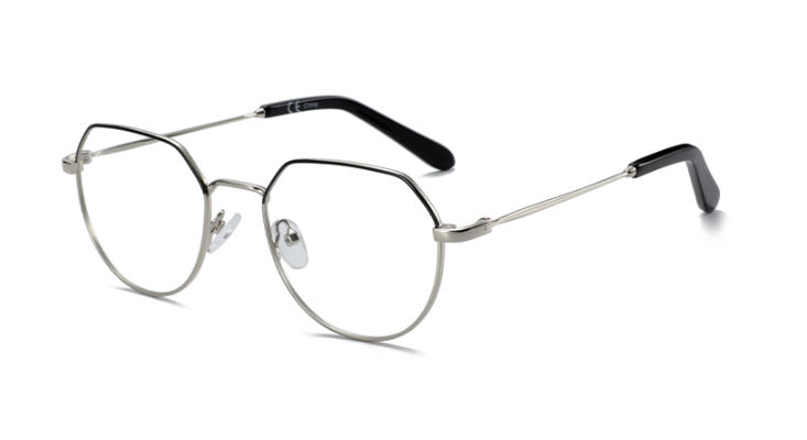 Geometric fashion retro style metal women glasses