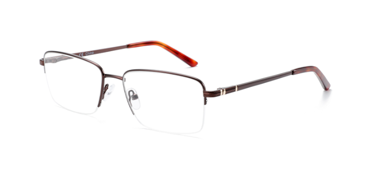 Quadrated and half rim style resin lenses men metal optical frames eyeglasses