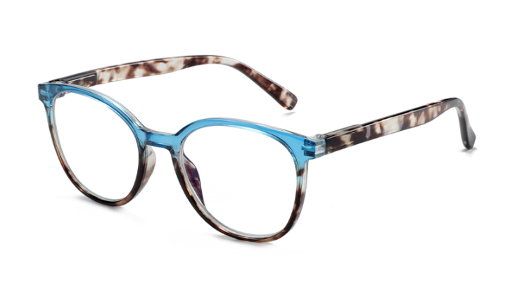 Round shape two tone colourful style PC lenses PC blue block optical lenses unisex optical frame eyeglasses