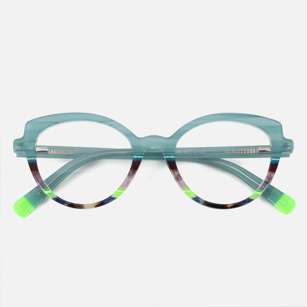 2023 New Design Ladies Cat Eye Frame Glasses Computer Trend Acetate Women Eyeglasses Eyewear