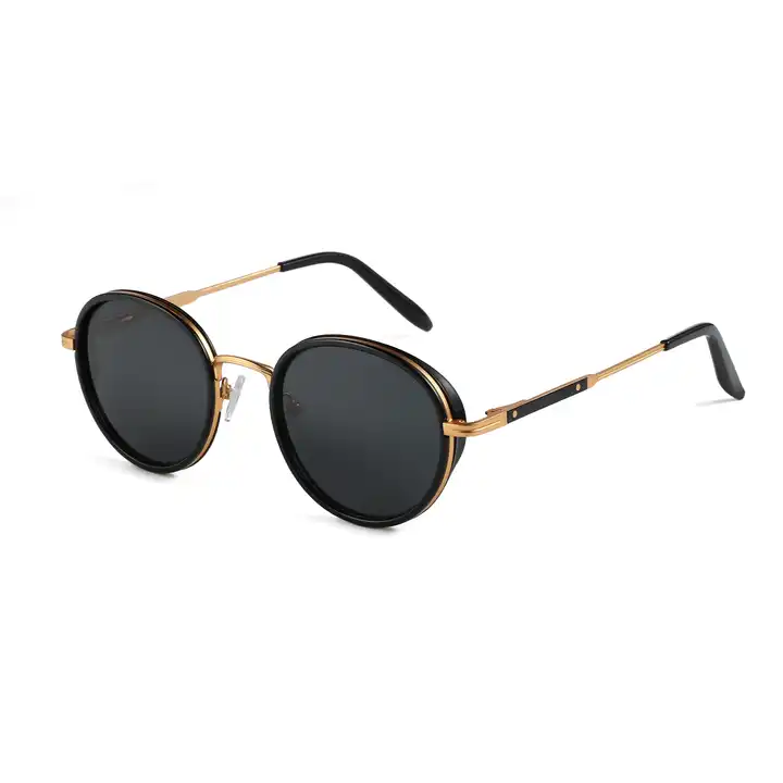 2024 New Style Acetate and Metal Vintage Round Acetate Sunglasses for Unisex Uv400 Protect Shades
