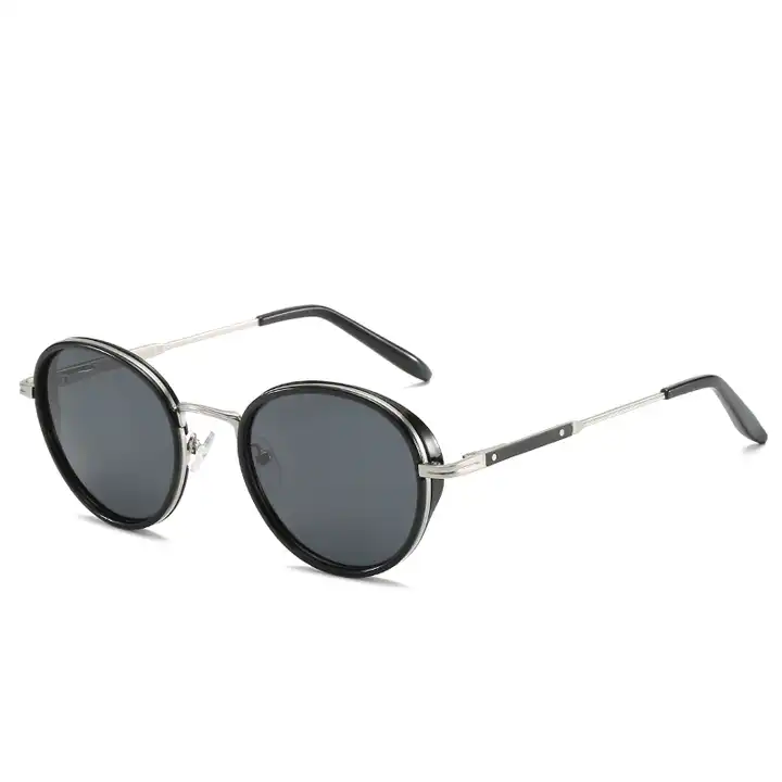 2024 New Style Acetate and Metal Vintage Round Acetate Sunglasses for Unisex Uv400 Protect Shades