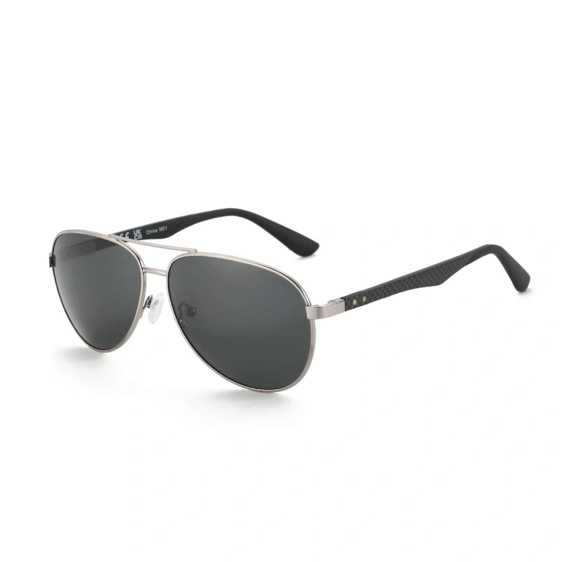 Pilot fashion style uv400 resin lenses carbon fiber rubber man