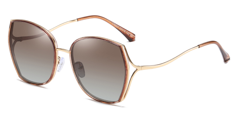 Hot Selling Women UV400 Protection Polarized Sunglasses for Travel Metal Big Frame Shades