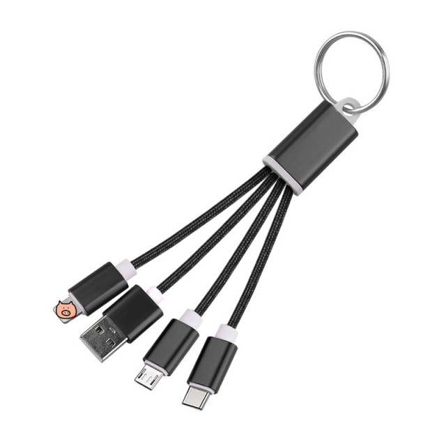 Nylon Braided 3-in-1 Keychain Charging Cable