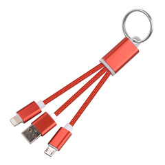 Nylon Braided 3-in-1 Keychain Charging Cable