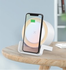 Bluetooth Speaker Wireless Charger and Phone Holder with Mood Light