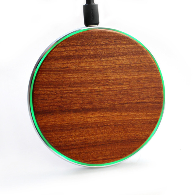 Round Bamboo with Metal Edge Wireless Charger