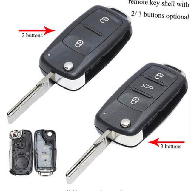 VW/ Seat/ Skoda Remote Control Flip Key Shell With 2/ 3 Buttons