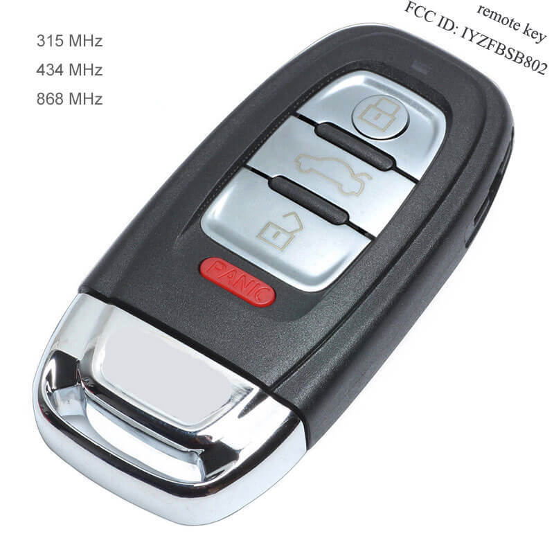 Audi A4 A5 Q5 Dash Remote Key 4 Button 315MHz/ 433MHz/ 868MHz- Without KESSY