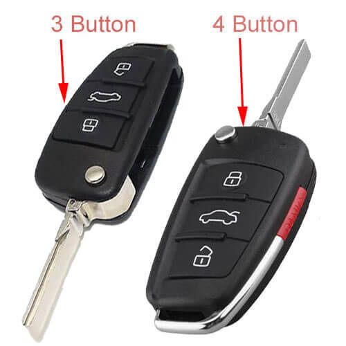 Audi A6 Flip Key Remote Shell for 2006-2013 A2 A3 A4 A6 A8 TT Q7 TS Remote Fob 3/ 4 Buttons