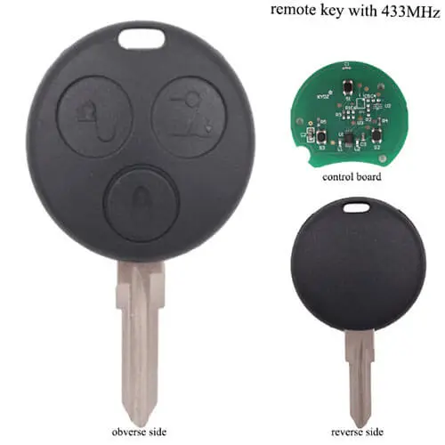 Mecerdes Smart Fortwo 452 Remote Key 3 Buttons 433MHz