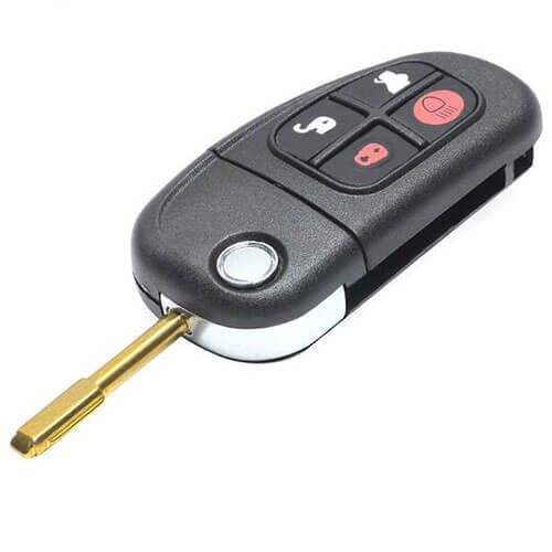 J*aguar FlipKey Shell 4 Button with FO21 Blade for  S-Type X-Type XJ8 2001-2008 Remote Fob