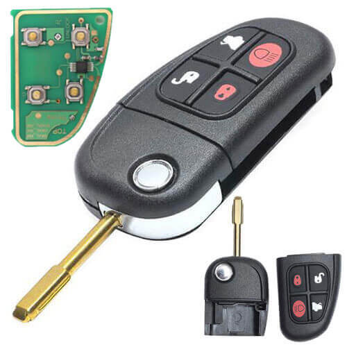 J*aguar Flip Remote Key 4 Buttons 315MHz/ 433MHz Adjustable for S-Type X-Type XJ8 2001-2008