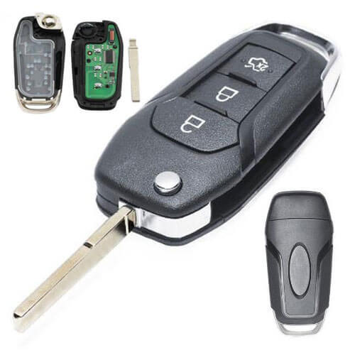 Flip Key Remote 434MHz 3 Buttons FOB with HU101 Blade for Ford Escort Mondeo 2014-2017