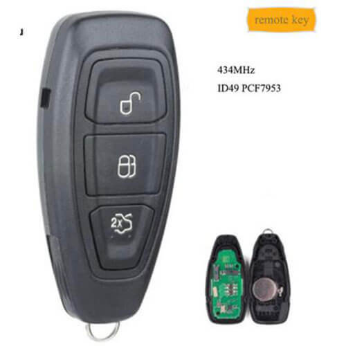 Smart Key Fob 434MHz PCF7953 ID49 Chip 3 Buttons for Ford Focus C-Max Focus Grand C-Max Mondeo Remote with Keyless Go